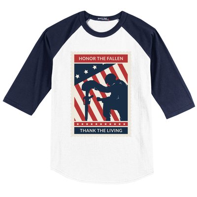 Honor The Fallen Thank The Living Vet Soldier Memorial Day Gift Baseball Sleeve Shirt