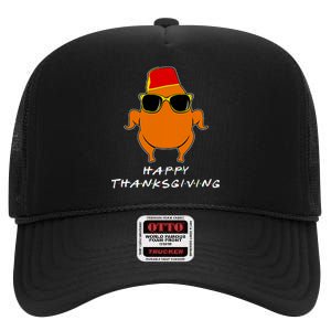 Happy Thanksgiving Friends Turkey Turkey High Crown Mesh Back Trucker Hat