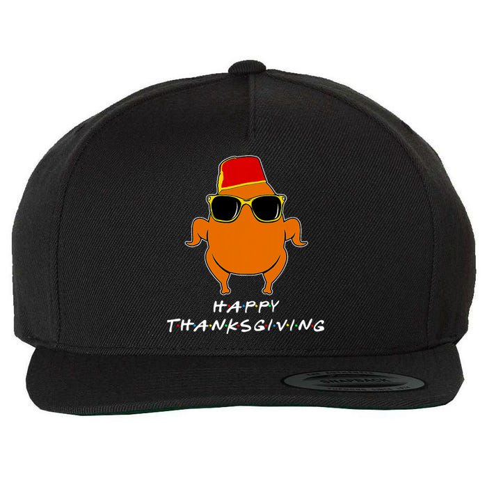 Happy Thanksgiving Friends Turkey Turkey Wool Snapback Cap