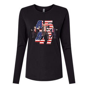 Humorous Trump Funny Victory Dance Trump Dancing America 47 Womens Cotton Relaxed Long Sleeve T-Shirt