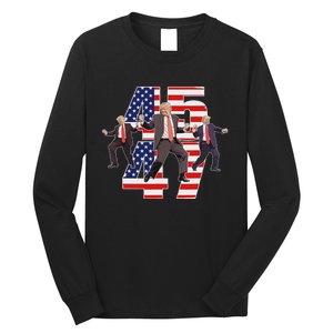 Humorous Trump Funny Victory Dance Trump Dancing America 47 Long Sleeve Shirt