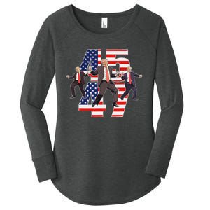 Humorous Trump Funny Victory Dance Trump Dancing America 47 Women's Perfect Tri Tunic Long Sleeve Shirt