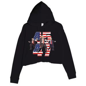 Humorous Trump Funny Victory Dance Trump Dancing America 47 Crop Fleece Hoodie