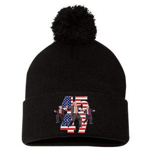 Humorous Trump Funny Victory Dance Trump Dancing America 47 Pom Pom 12in Knit Beanie