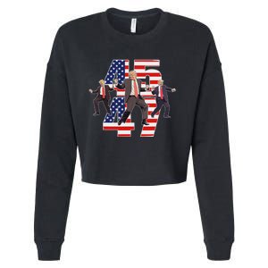 Humorous Trump Funny Victory Dance Trump Dancing America 47 Cropped Pullover Crew