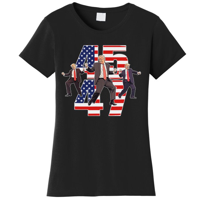 Humorous Trump Funny Victory Dance Trump Dancing America 47 Women's T-Shirt