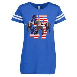 Humorous Trump Funny Victory Dance Trump Dancing America 47 Enza Ladies Jersey Football T-Shirt