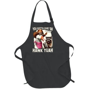 Hawk Tuah Funny Viral Humor Meme Video Girl 24 Goose Tuah Full-Length Apron With Pockets