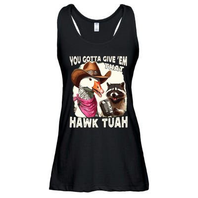 Hawk Tuah Funny Viral Humor Meme Video Girl 24 Goose Tuah Ladies Essential Flowy Tank