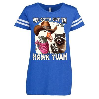 Hawk Tuah Funny Viral Humor Meme Video Girl 24 Goose Tuah Enza Ladies Jersey Football T-Shirt