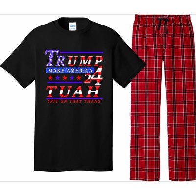 Hawk Tuah Funny Viral Humor Meme Video Tee24 Trump Tuah Pajama Set