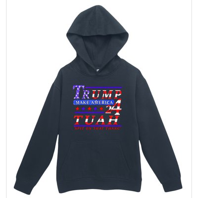 Hawk Tuah Funny Viral Humor Meme Video Tee24 Trump Tuah Urban Pullover Hoodie