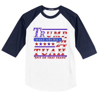 Hawk Tuah Funny Viral Humor Meme Video Tee24 Trump Tuah Baseball Sleeve Shirt