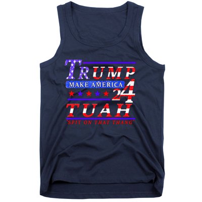 Hawk Tuah Funny Viral Humor Meme Video Tee24 Trump Tuah Tank Top