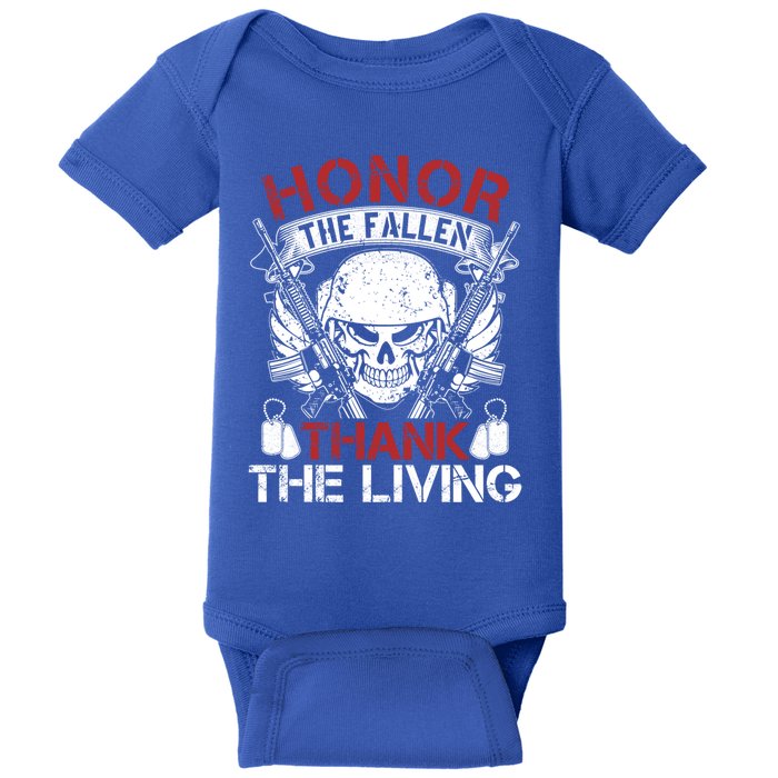 Honor The Fallen Thank The Living Veterans Day Cute Gift Baby Bodysuit