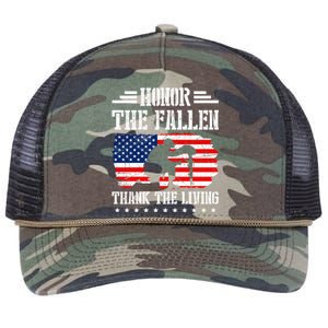 Honor The Fallen Gift Thank The Living Gift Memorial Day Gift Retro Rope Trucker Hat Cap