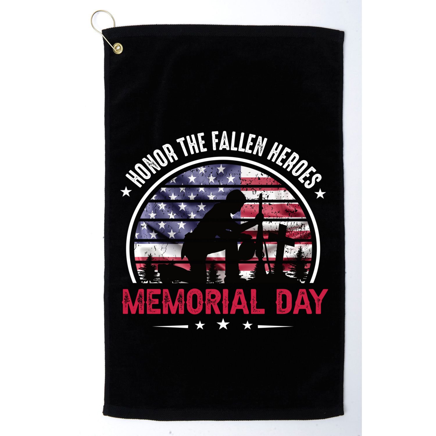 Honor The Fallen Heroes Memorial Day With American Flag Funny Gift Golf Towel