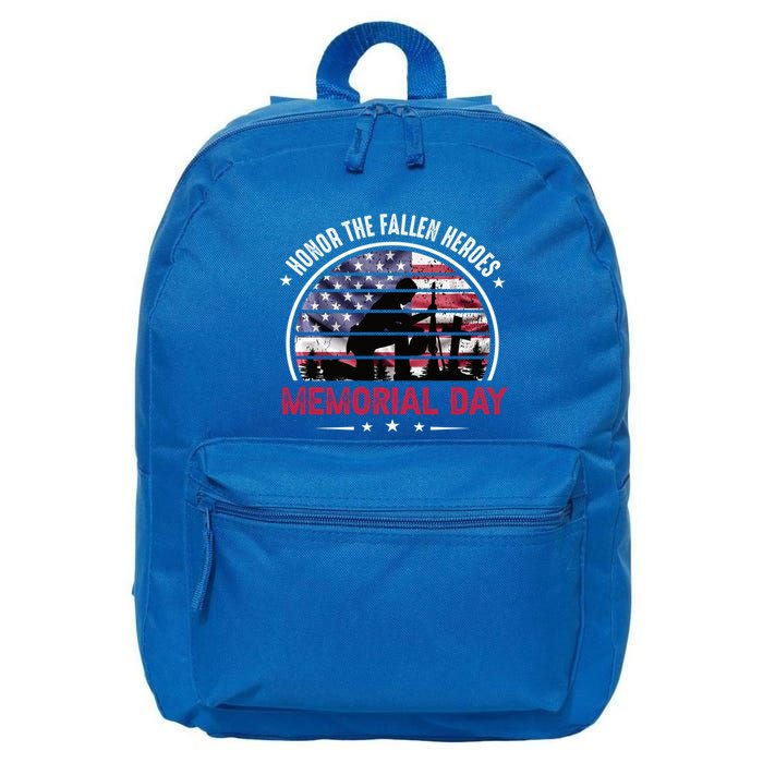 Honor The Fallen Heroes Memorial Day With American Flag Funny Gift 16 in Basic Backpack