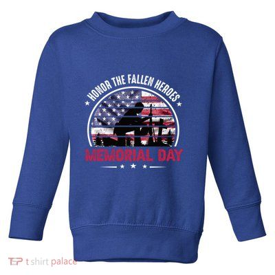 Honor The Fallen Heroes Memorial Day With American Flag Funny Gift Toddler Sweatshirt