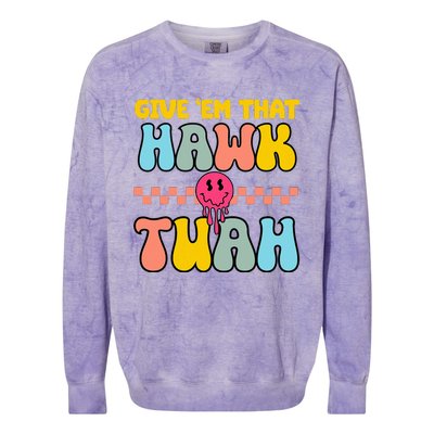 Hawk Tuah Funny Viral Humor Meme Video Colorblast Crewneck Sweatshirt