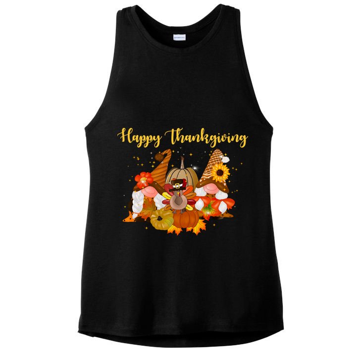 Happy Thanksgiving Fall Gnomes Ladies PosiCharge Tri-Blend Wicking Tank