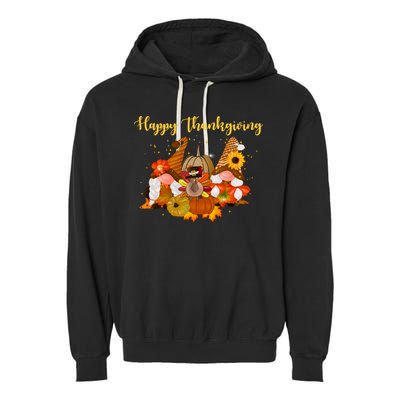 Happy Thanksgiving Fall Gnomes Garment-Dyed Fleece Hoodie