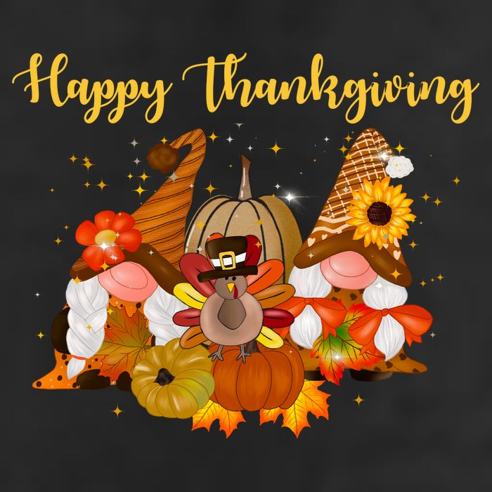 Happy Thanksgiving Fall Gnomes 7 Panel Mesh Trucker Snapback Hat