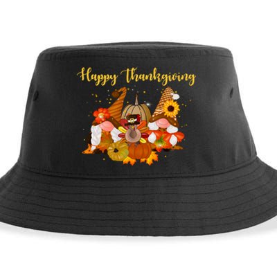 Happy Thanksgiving Fall Gnomes Sustainable Bucket Hat