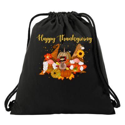 Happy Thanksgiving Fall Gnomes Drawstring Bag