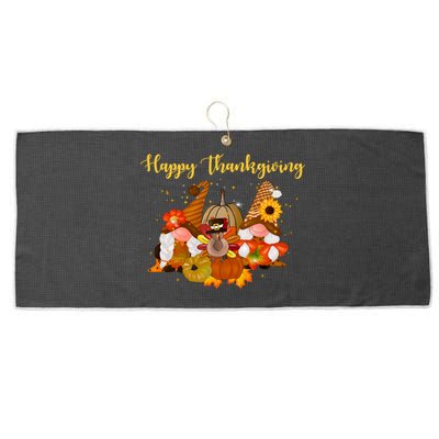 Happy Thanksgiving Fall Gnomes Large Microfiber Waffle Golf Towel