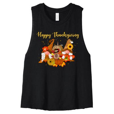 Happy Thanksgiving Fall Gnomes Women's Racerback Cropped Tank