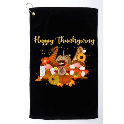Happy Thanksgiving Fall Gnomes Golf Towel