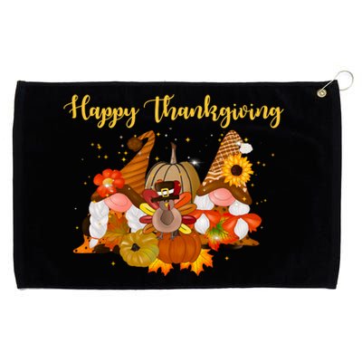 Happy Thanksgiving Fall Gnomes Grommeted Golf Towel