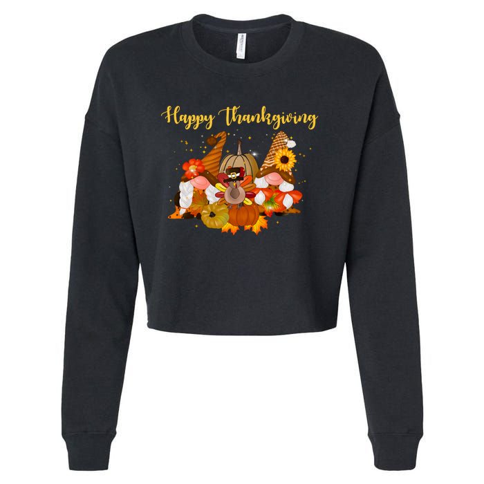 Happy Thanksgiving Fall Gnomes Cropped Pullover Crew