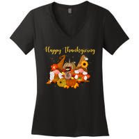 Happy Thanksgiving Fall Gnomes Women's V-Neck T-Shirt