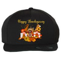 Happy Thanksgiving Fall Gnomes Wool Snapback Cap