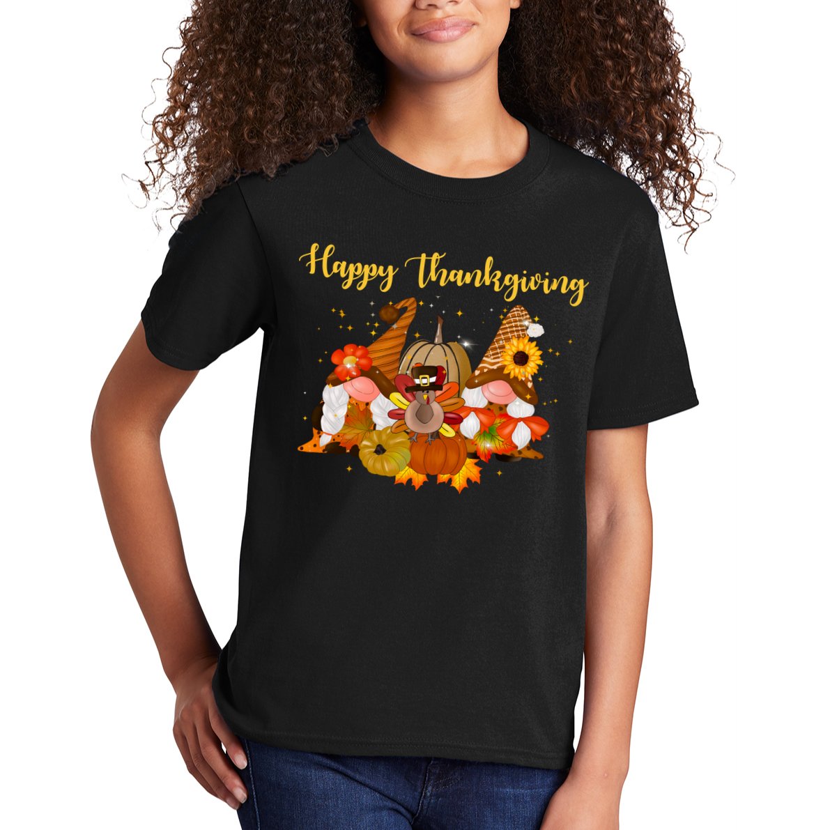 Happy Thanksgiving Fall Gnomes Kids T-Shirt