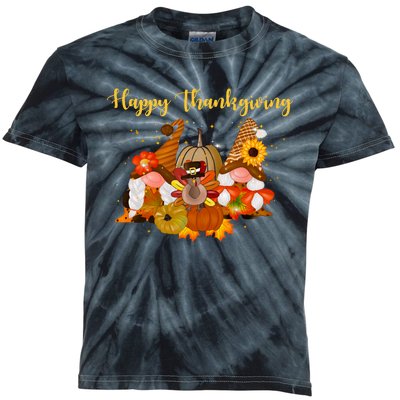 Happy Thanksgiving Fall Gnomes Kids Tie-Dye T-Shirt