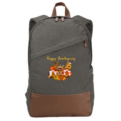 Happy Thanksgiving Fall Gnomes Cotton Canvas Backpack