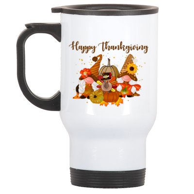 Happy Thanksgiving Fall Gnomes Stainless Steel Travel Mug