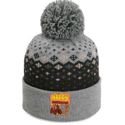 Happy Thanksgiving Festive Fun Holiday The Baniff Cuffed Pom Beanie