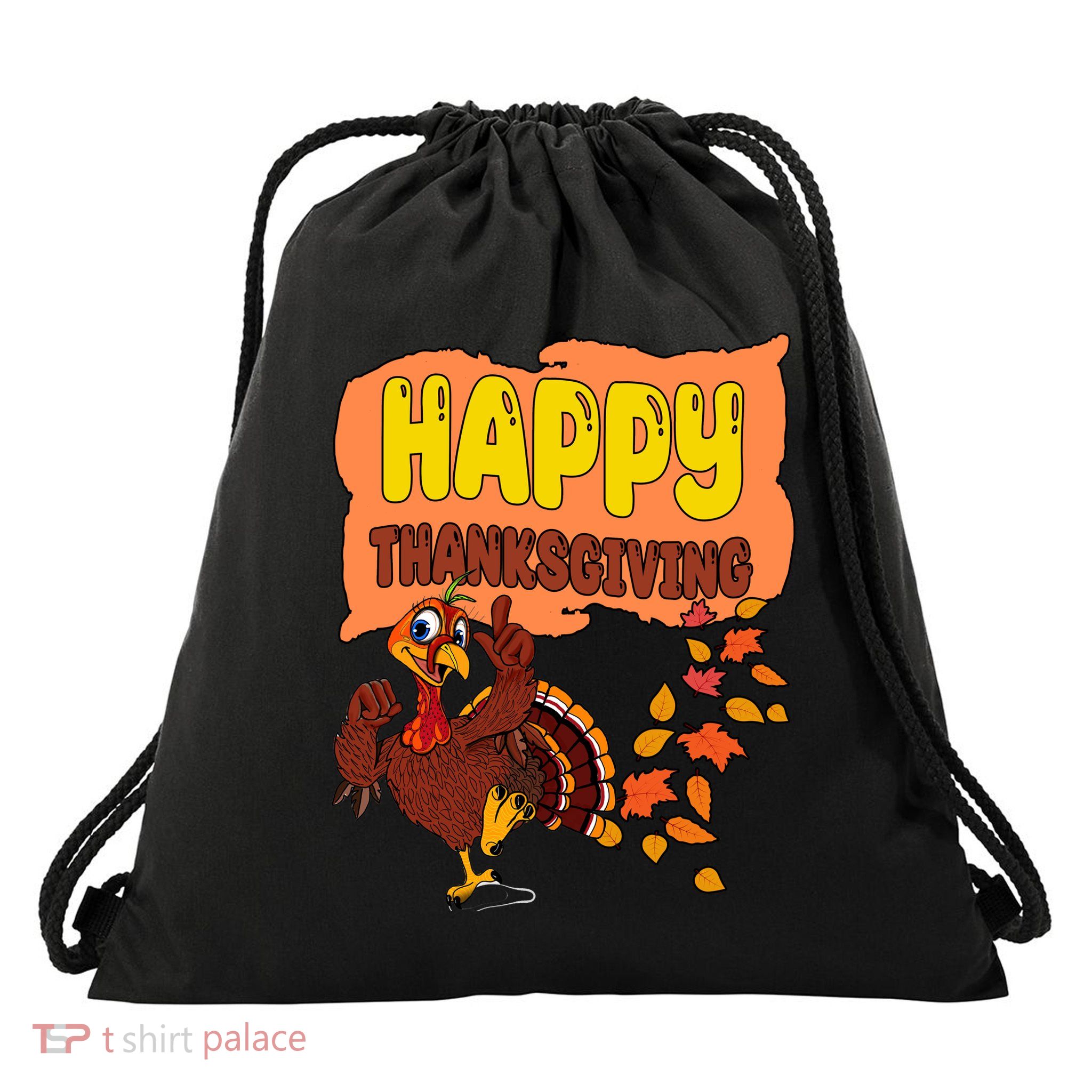 Happy Thanksgiving Festive Fun Holiday Drawstring Bag