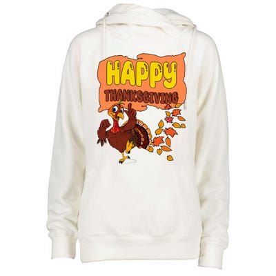 Happy Thanksgiving Festive Fun Holiday Womens Funnel Neck Pullover Hood