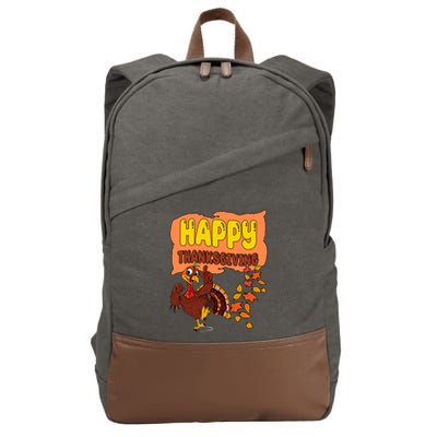 Happy Thanksgiving Festive Fun Holiday Cotton Canvas Backpack