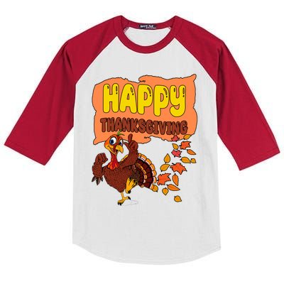 Happy Thanksgiving Festive Fun Holiday Kids Colorblock Raglan Jersey