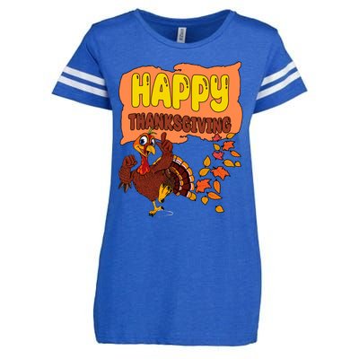 Happy Thanksgiving Festive Fun Holiday Enza Ladies Jersey Football T-Shirt