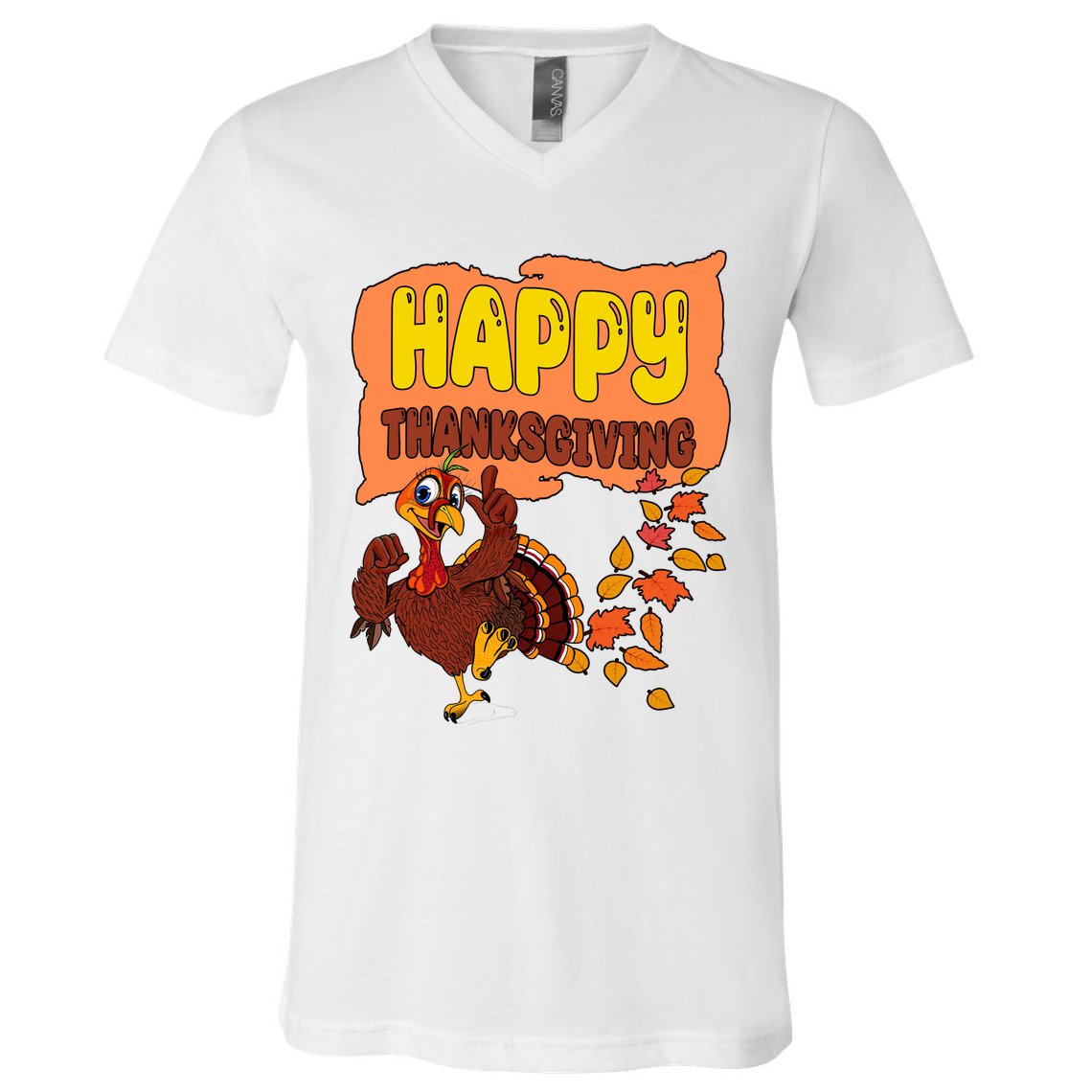 Happy Thanksgiving Festive Fun Holiday V-Neck T-Shirt
