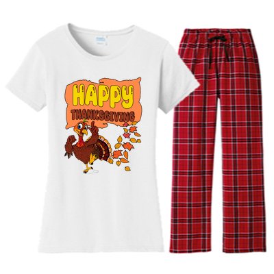 Happy Thanksgiving Festive Fun Holiday Women's Flannel Pajama Set