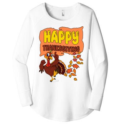 Happy Thanksgiving Festive Fun Holiday Women's Perfect Tri Tunic Long Sleeve Shirt