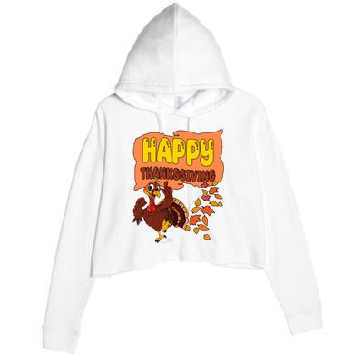 Happy Thanksgiving Festive Fun Holiday Crop Fleece Hoodie